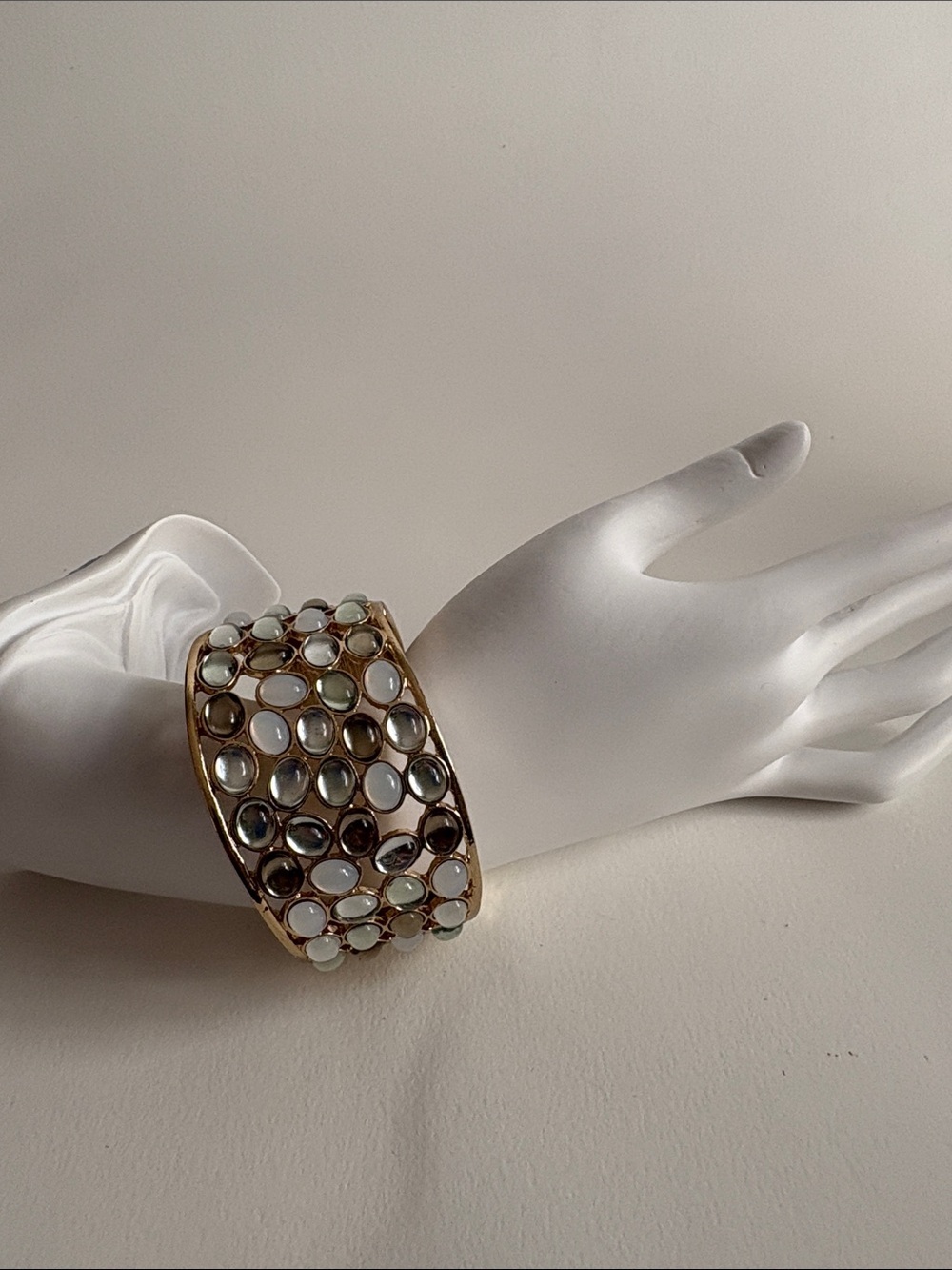 Banana Republic Gold-Tone Cuff with White and Gray Cabochons